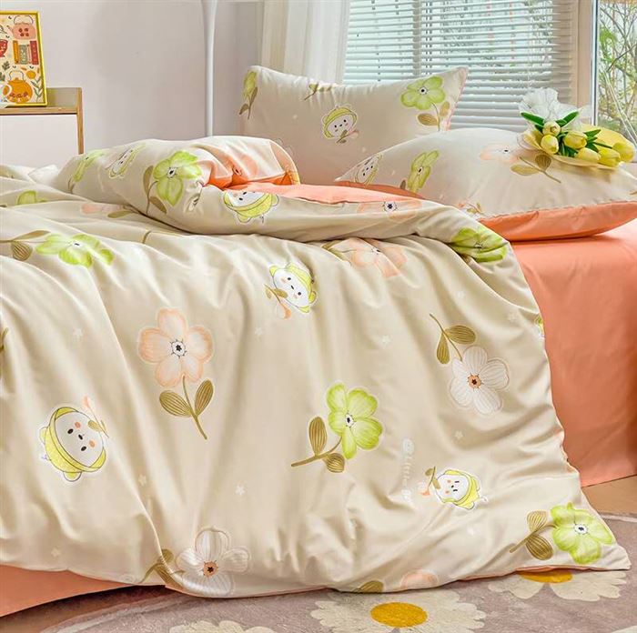 Washed cotton 4-piece bedding set standard sizes pcs patterns 1100 sets